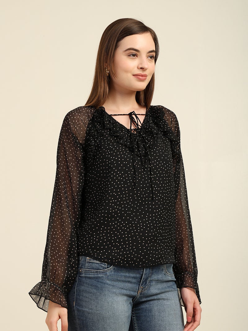 7OUNCE Chiffon Polka Dot Top for Women - Image 3